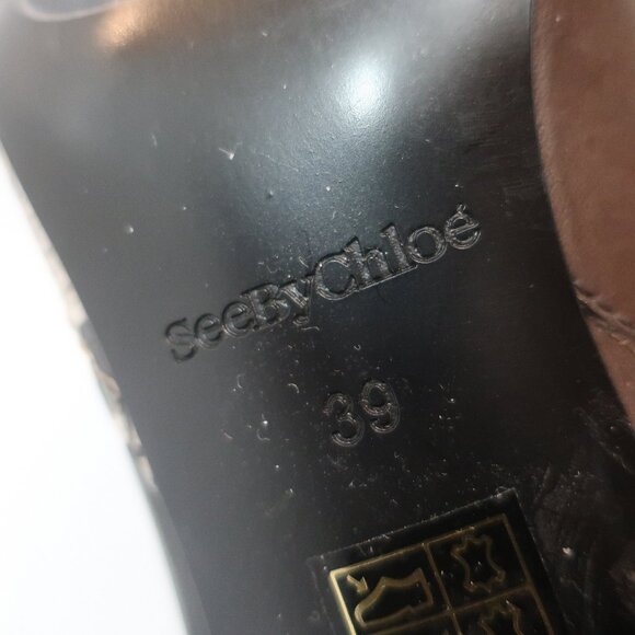 Womens See By Chloe "Tyra Patchwork" Black, Brown Suede Leather Midi Boots 39/9 - Picture 10 of 11